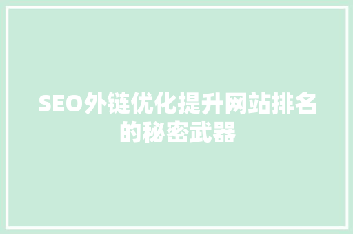 SEO外链优化提升网站排名的秘密武器