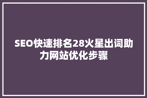 SEO快速排名28火星出词助力网站优化步骤
