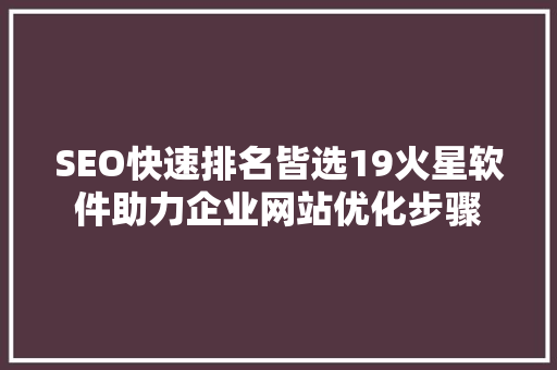 SEO快速排名皆选19火星软件助力企业网站优化步骤