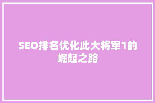 SEO排名优化此大将军1的崛起之路