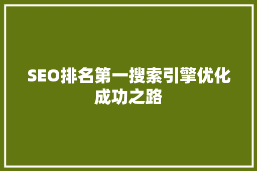 SEO排名第一搜索引擎优化成功之路