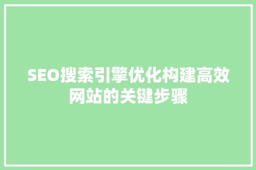 SEO搜索引擎优化构建高效网站的关键步骤