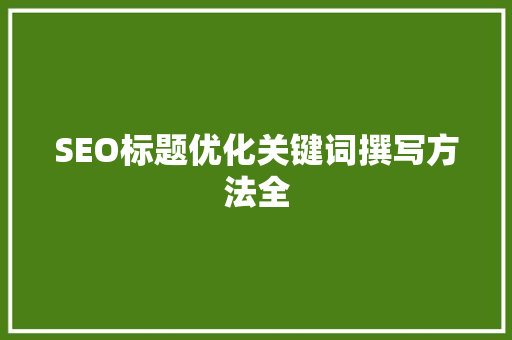 SEO标题优化关键词撰写方法全
