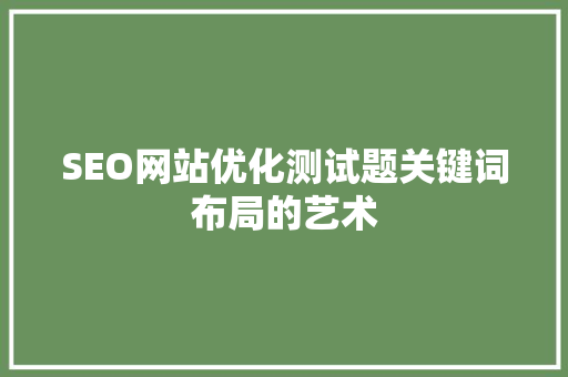 SEO网站优化测试题关键词布局的艺术