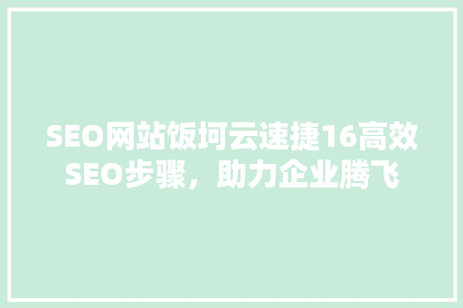 SEO网站饭坷云速捷16高效SEO步骤，助力企业腾飞