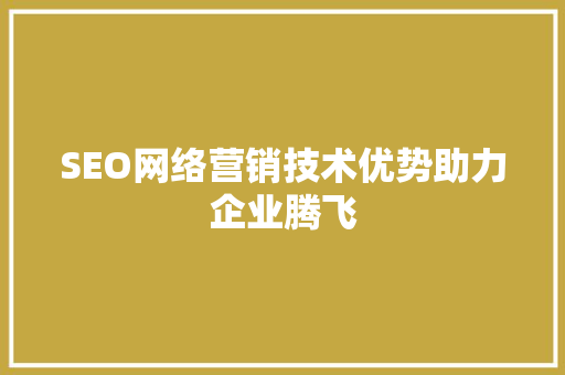SEO网络营销技术优势助力企业腾飞
