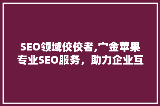 SEO领域佼佼者,宀金苹果专业SEO服务，助力企业互联网腾飞