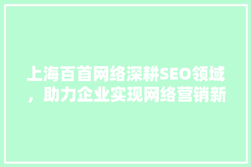 上海百首网络深耕SEO领域，助力企业实现网络营销新突破