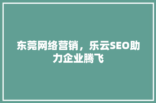 东莞网络营销，乐云SEO助力企业腾飞