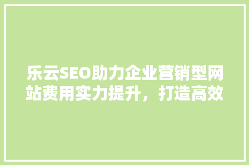 乐云SEO助力企业营销型网站费用实力提升，打造高效网络营销步骤
