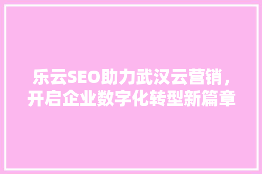 乐云SEO助力武汉云营销，开启企业数字化转型新篇章