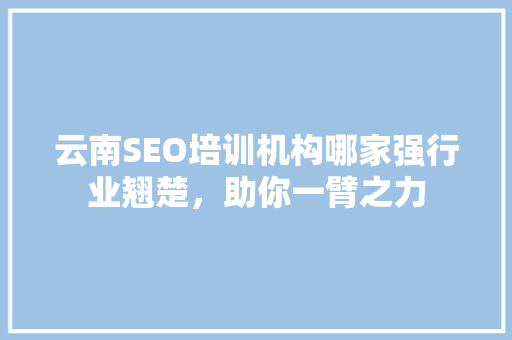 云南SEO培训机构哪家强行业翘楚，助你一臂之力