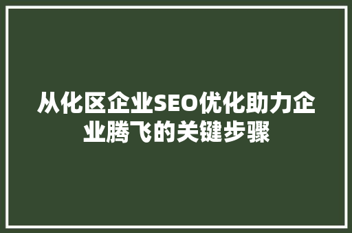 从化区企业SEO优化助力企业腾飞的关键步骤