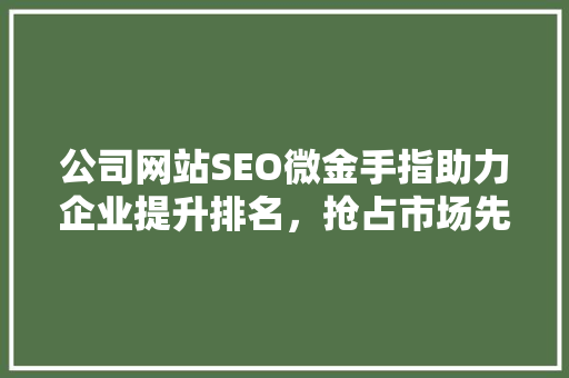 公司网站SEO微金手指助力企业提升排名，抢占市场先机
