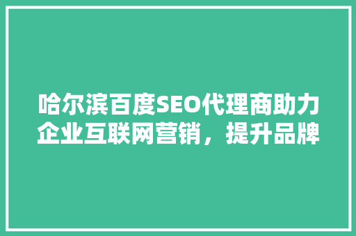 哈尔滨百度SEO代理商助力企业互联网营销，提升品牌影响力