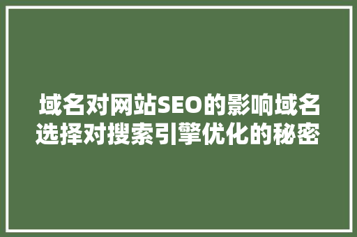 域名对网站SEO的影响域名选择对搜索引擎优化的秘密