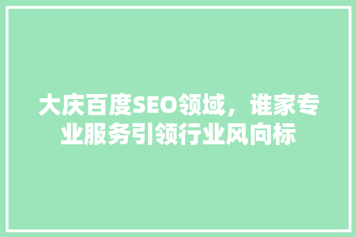 大庆百度SEO领域，谁家专业服务引领行业风向标