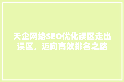 天企网络SEO优化误区走出误区，迈向高效排名之路