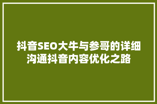 抖音SEO大牛与参哥的详细沟通抖音内容优化之路