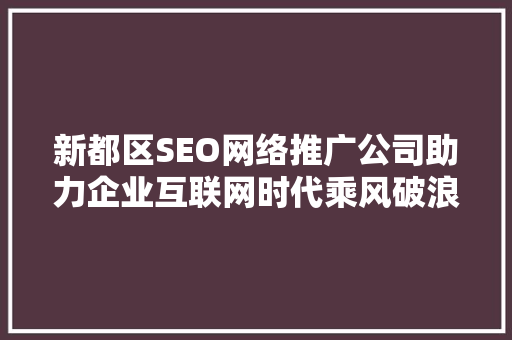 新都区SEO网络推广公司助力企业互联网时代乘风破浪