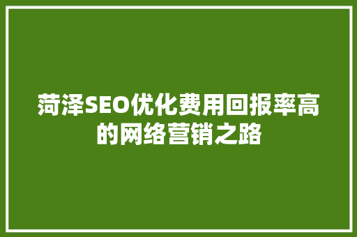 菏泽SEO优化费用回报率高的网络营销之路