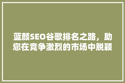 蓝颜SEO谷歌排名之路，助您在竞争激烈的市场中脱颖而出