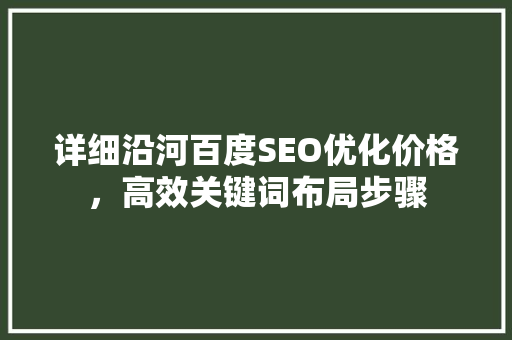 详细沿河百度SEO优化价格，高效关键词布局步骤
