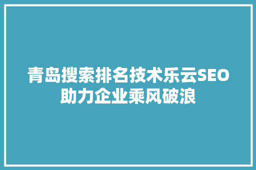 青岛搜索排名技术乐云SEO助力企业乘风破浪