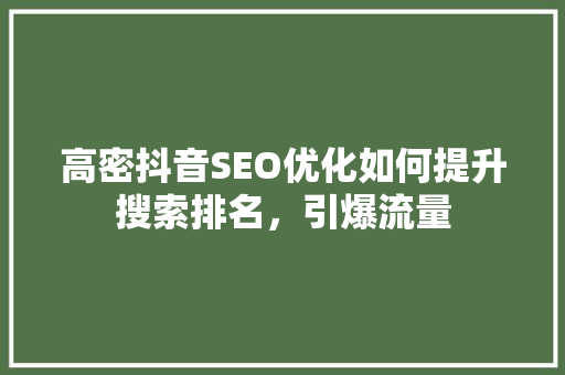 高密抖音SEO优化如何提升搜索排名，引爆流量  第1张