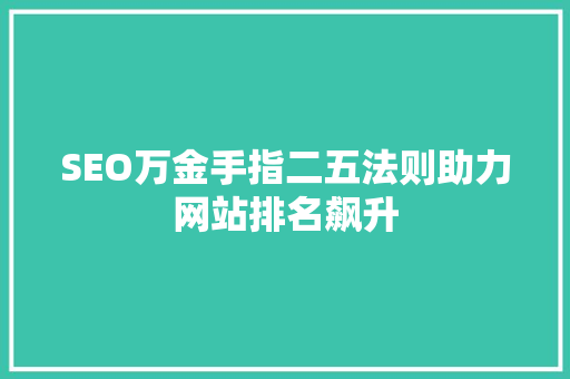 SEO万金手指二五法则助力网站排名飙升
