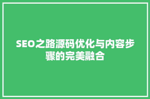 SEO之路源码优化与内容步骤的完美融合