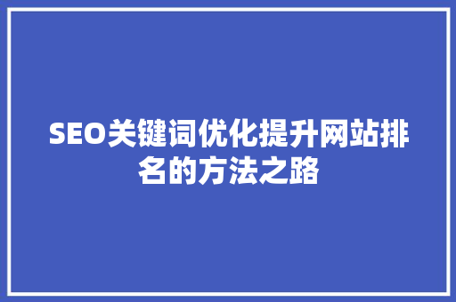 SEO关键词优化提升网站排名的方法之路