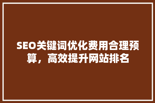 SEO关键词优化费用合理预算，高效提升网站排名