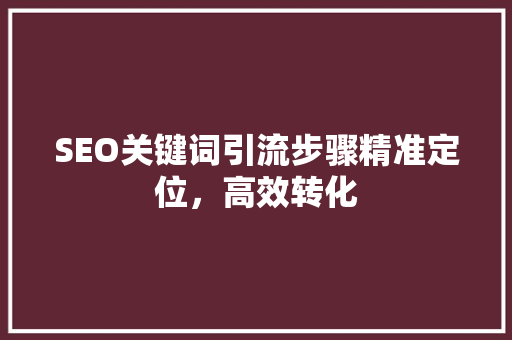SEO关键词引流步骤精准定位，高效转化