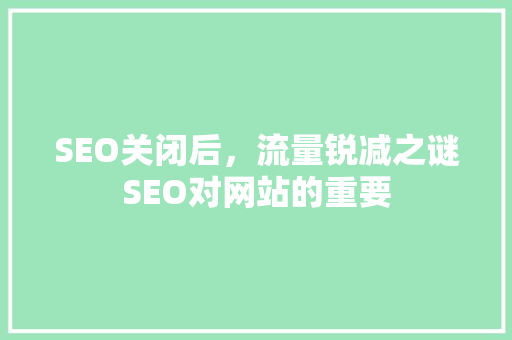 SEO关闭后，流量锐减之谜SEO对网站的重要