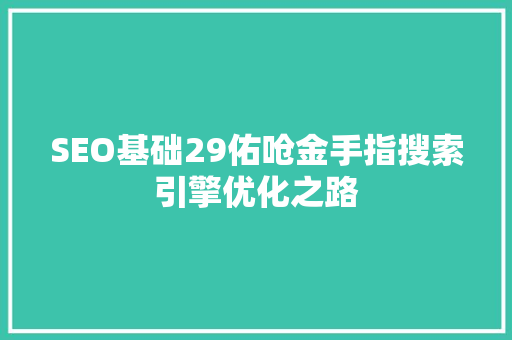 SEO基础29佑呛金手指搜索引擎优化之路