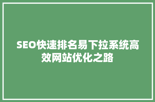 SEO快速排名易下拉系统高效网站优化之路  第1张
