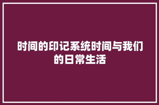 时间的印记系统时间与我们的日常生活