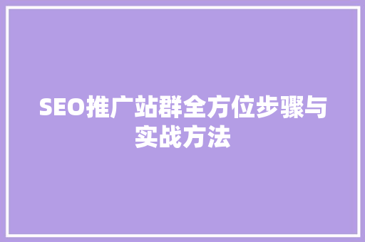 SEO推广站群全方位步骤与实战方法