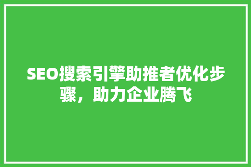 SEO搜索引擎助推者优化步骤，助力企业腾飞