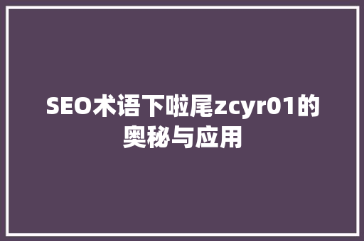 SEO术语下啦尾zcyr01的奥秘与应用