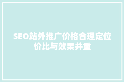 SEO站外推广价格合理定位价比与效果并重