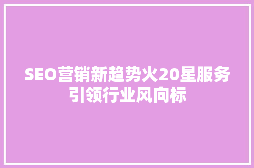 SEO营销新趋势火20星服务引领行业风向标