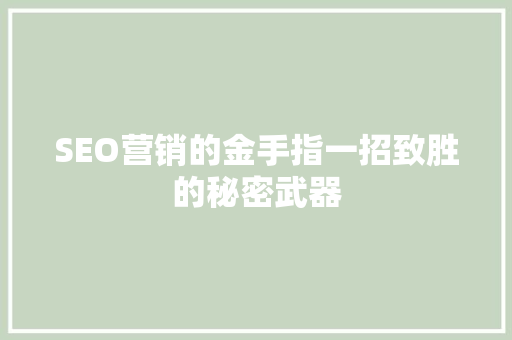 SEO营销的金手指一招致胜的秘密武器