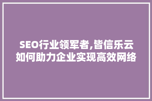 SEO行业领军者,皆信乐云如何助力企业实现高效网络营销
