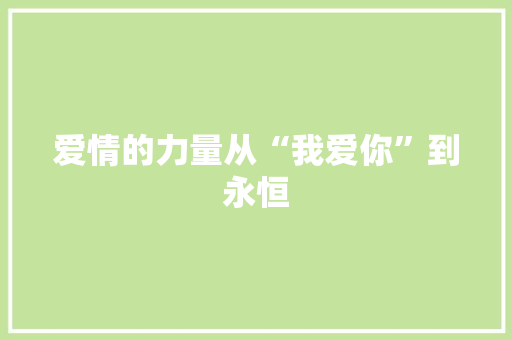爱情的力量从“我爱你”到永恒