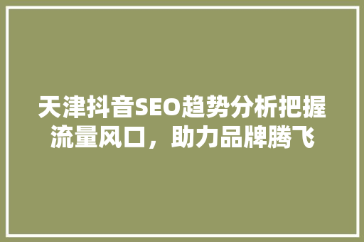 天津抖音SEO趋势分析把握流量风口，助力品牌腾飞