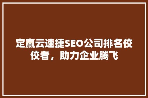定赢云速捷SEO公司排名佼佼者，助力企业腾飞