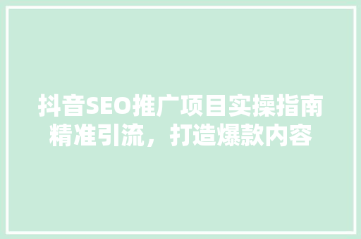 抖音SEO推广项目实操指南精准引流，打造爆款内容  第1张