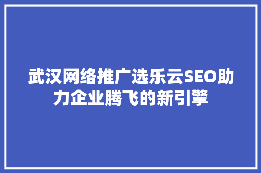 武汉网络推广选乐云SEO助力企业腾飞的新引擎